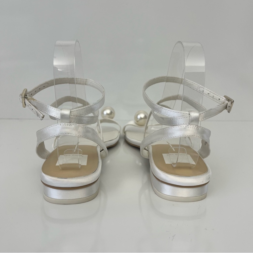 Dolce Vita White Satin Pearl Strappy Flat Sandals Bridal Wedding Size 8.5 - Picture 9 of 13